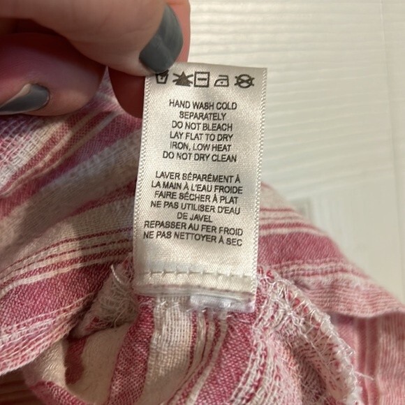 SATURDAY SUNDAY Anthropologie Small Pink White Striped Crop Top Sleeveless - Picture 6 of 7